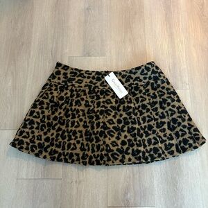 NWT Womens Leopard Animal Print Pleated Mini Skirt